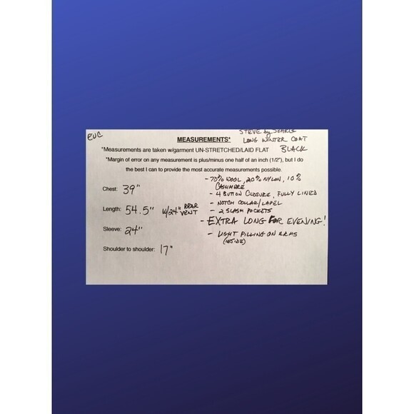 STEVE by SEARLE Wool/Cashmere XLongWinter Overcoat, BLACK, Size M, Pre-owned,EUC - Picture 9 of 9